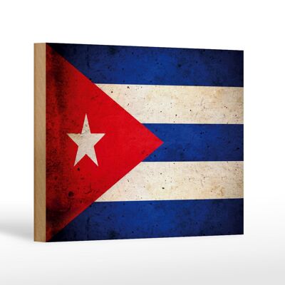 Bandera cartel de madera 18x12 cm Cuba Decoración bandera de Cuba