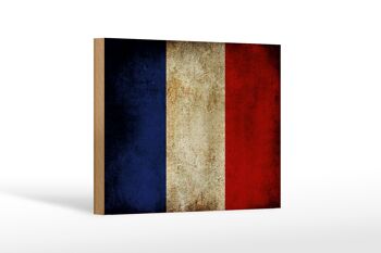 Drapeau panneau en bois 18x12 cm décoration drapeau France 1