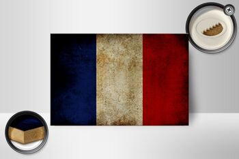 Drapeau panneau en bois 18x12 cm décoration drapeau France 2
