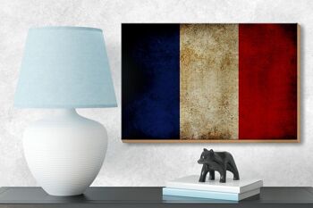 Drapeau panneau en bois 18x12 cm décoration drapeau France 3
