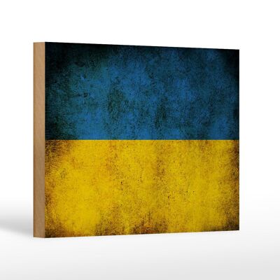 Cartello bandiera in legno 18x12 cm Decorazione bandiera Ucraina