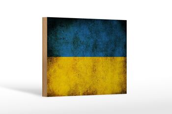 Drapeau en bois 18x12 cm, décoration du drapeau de l'ukraine 1