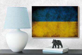 Drapeau en bois 18x12 cm, décoration du drapeau de l'ukraine 3