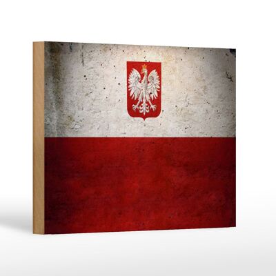 Cartello in legno bandiera 18x12 cm Decorazione murale bandiera Polonia