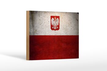 Drapeau panneau en bois 18x12 cm drapeau Pologne décoration murale 1