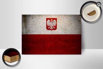 Drapeau panneau en bois 18x12 cm drapeau Pologne décoration murale 2