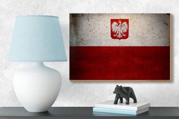 Drapeau panneau en bois 18x12 cm drapeau Pologne décoration murale 3
