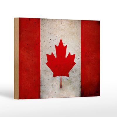 Bandera de madera 18x12 cm decoración de pared bandera de Canadá