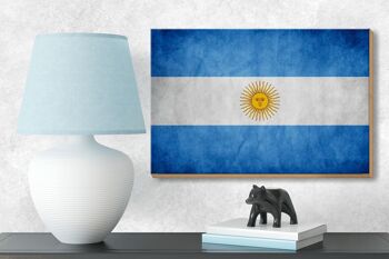 Drapeau en bois 18x12 cm, décoration drapeau argentin 3