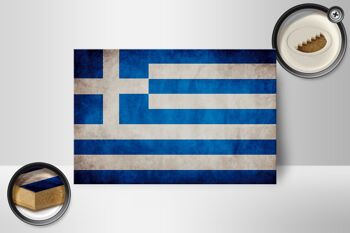 Drapeau en bois 18x12 cm, décoration drapeau de la Grèce 2