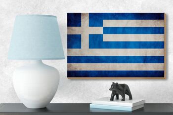 Drapeau en bois 18x12 cm, décoration drapeau de la Grèce 3