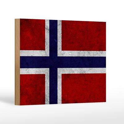 Holzschild Flagge 18x12 cm Norwegen Fahne Wanddeko Dekoration