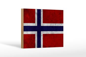 Drapeau en bois 18x12 cm, drapeau de la Norvège, décoration murale 1