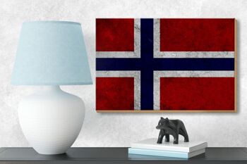 Drapeau en bois 18x12 cm, drapeau de la Norvège, décoration murale 3