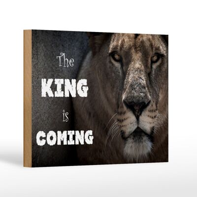 Wooden sign lion 18x12 cm The King is coming decoration