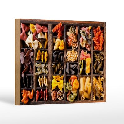 Cartel de madera comida 18x12 cm fideos tipos de pasta decoración de pasta
