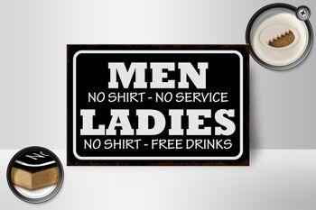Panneau en bois disant 18x12 cm Men Ladies No Shirt No Service décoration 2