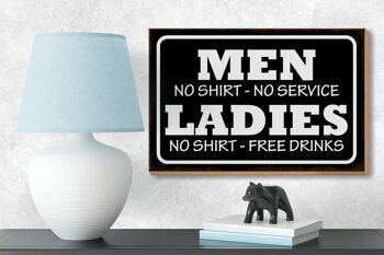 Panneau en bois disant 18x12 cm Men Ladies No Shirt No Service décoration 3