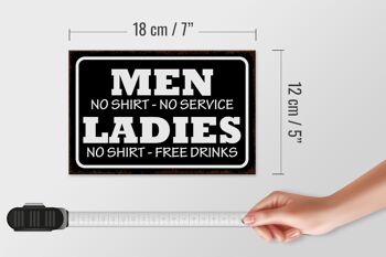 Panneau en bois disant 18x12 cm Men Ladies No Shirt No Service décoration 4