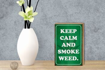Panneau en bois disant 12x18 cm Décoration Keep Calm and Smoke Weed 3