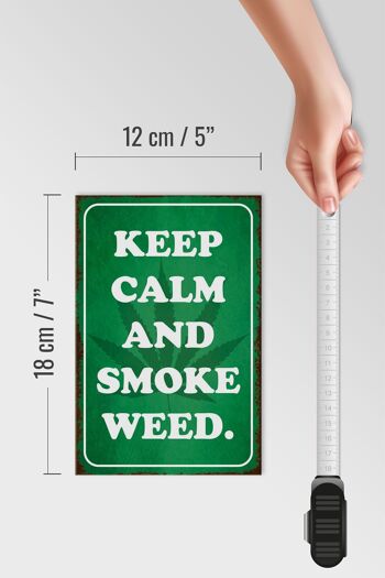 Panneau en bois disant 12x18 cm Décoration Keep Calm and Smoke Weed 4