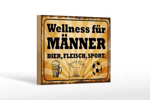 Holzschild Spruch 18x12 cm Wellness Männer Bier Fleisch Dekoration