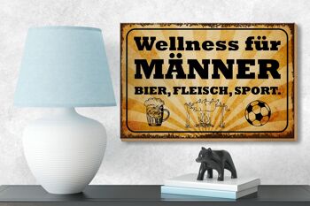 Panneau en bois avec inscription « Wellness Men Beer Meat » 18 x 12 cm. 3