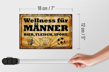 Panneau en bois avec inscription « Wellness Men Beer Meat » 18 x 12 cm. 4