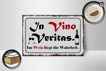 Panneau en bois disant 18x12 cm dans la décoration Vino Veritas Wine Truth 2