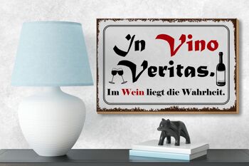 Panneau en bois disant 18x12 cm dans la décoration Vino Veritas Wine Truth 3