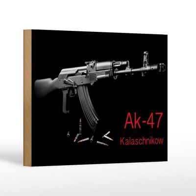 Panneau en bois Fusil 18x12 cm Décoration AK-47 Kalachnikov
