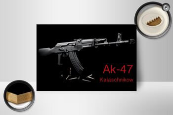 Panneau en bois Fusil 18x12 cm Décoration AK-47 Kalachnikov 2