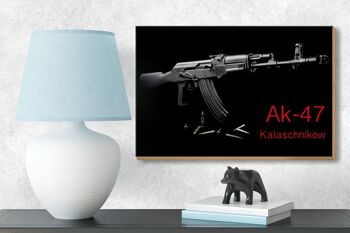 Panneau en bois Fusil 18x12 cm Décoration AK-47 Kalachnikov 3