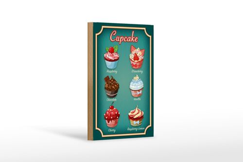 Holzschild Essen 12x18 cm Cupcake Raspberry Chocolate Dekoration