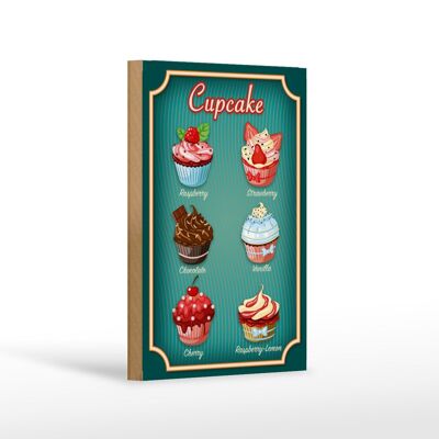 Holzschild Essen 12x18 cm Cupcake Raspberry Chocolate Dekoration