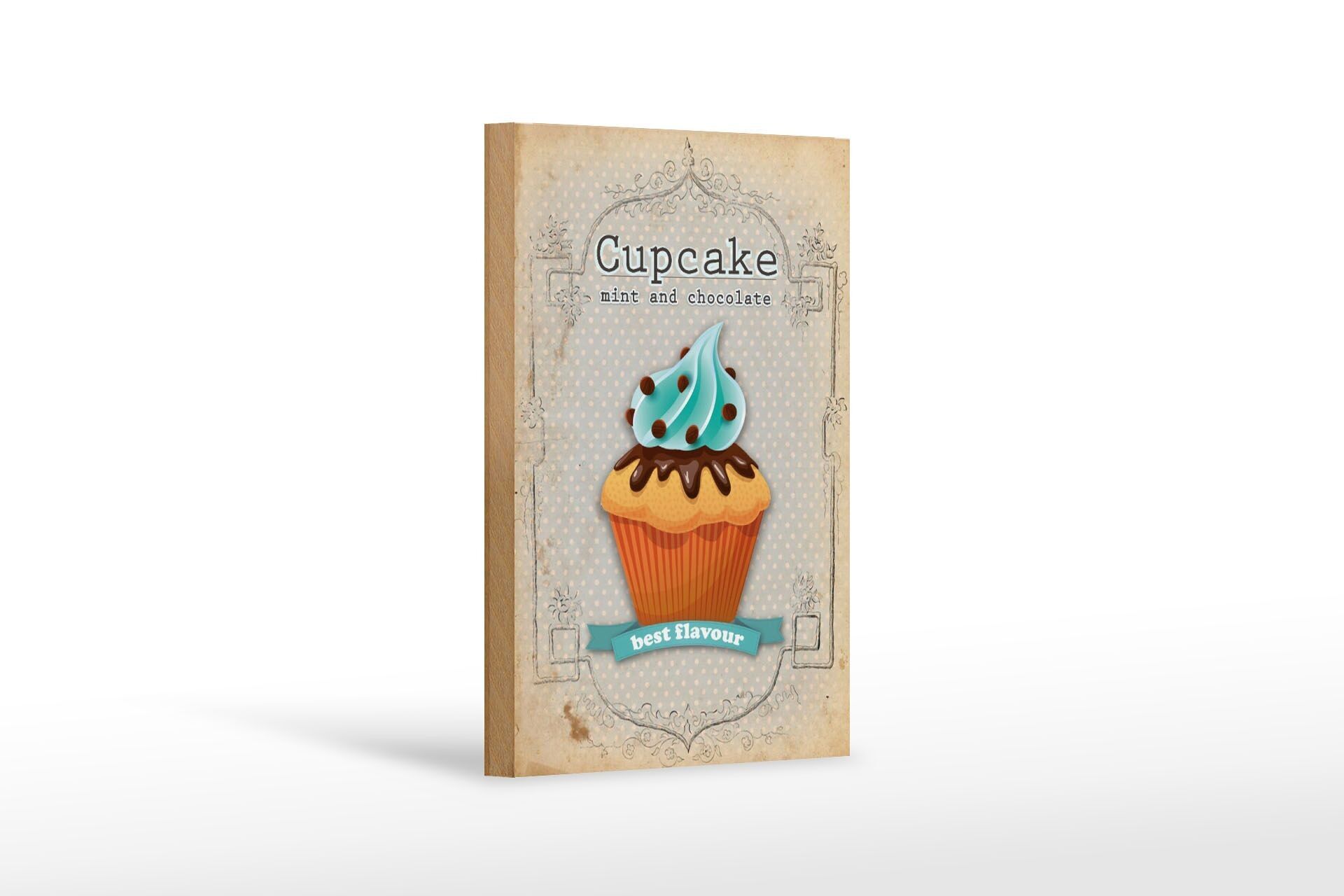 Cartello in legno con scritta cupcake menta cioccolato 12x18 cm migliore decorazione