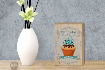 Panneau en bois disant 12x18 cm cupcake menthe chocolat meilleure décoration 3