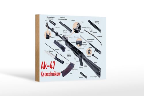 Holzschild Gewehr 18x12 cm AK-47 Kalaschnikow Einzelteile Dekoration