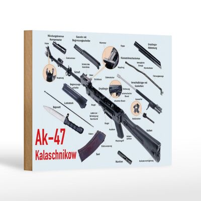 Cartello in legno fucile 18x12 cm AK-47 Kalashnikov decorazione di singole parti