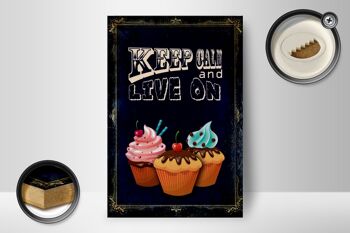 Panneau en bois disant 12x18 cm Cupcake Keep Calm and live on decoration 2