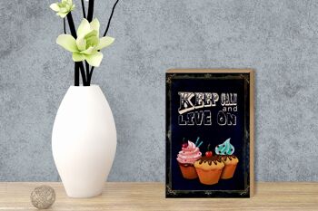 Panneau en bois disant 12x18 cm Cupcake Keep Calm and live on decoration 3