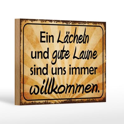 Cartel de madera que dice 18x12 cm sonrisa buen humor decoración de bienvenida