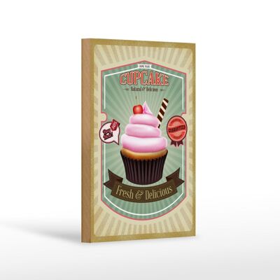 Wooden sign food 12x18 cm cupcake natural fresh delicious decoration