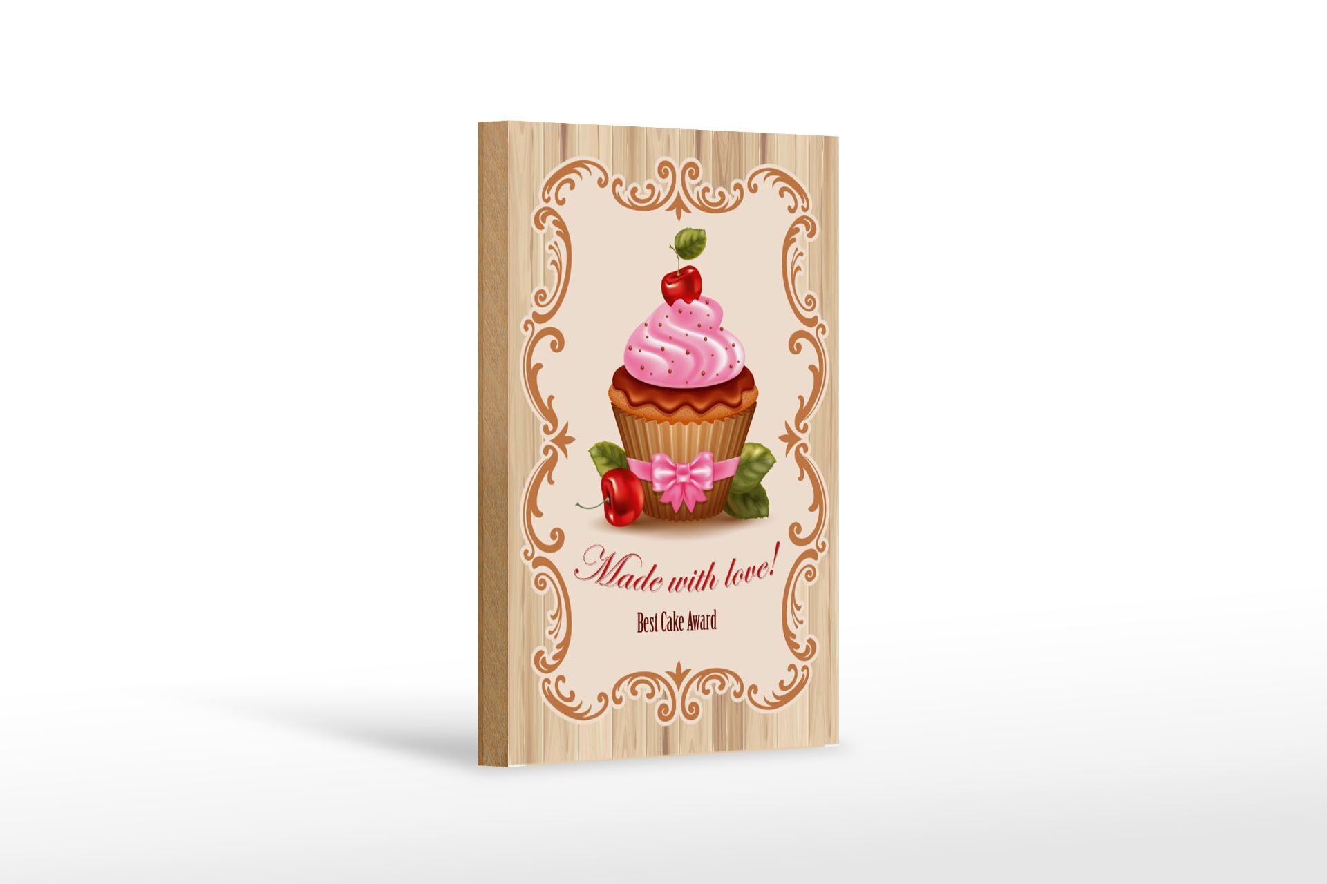 Cartello in legno cibo 12x18 cm premio miglior cupcake con decorazione amore