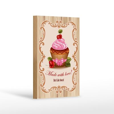 Cartello in legno cibo 12x18 cm premio miglior cupcake con decorazione amore
