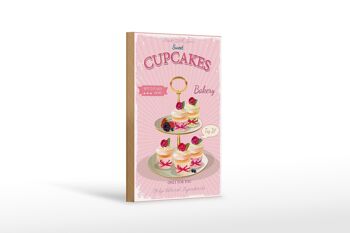 Panneau en bois alimentaire 12x18 cm, cupcakes sucrés, décoration du meilleur prix 1