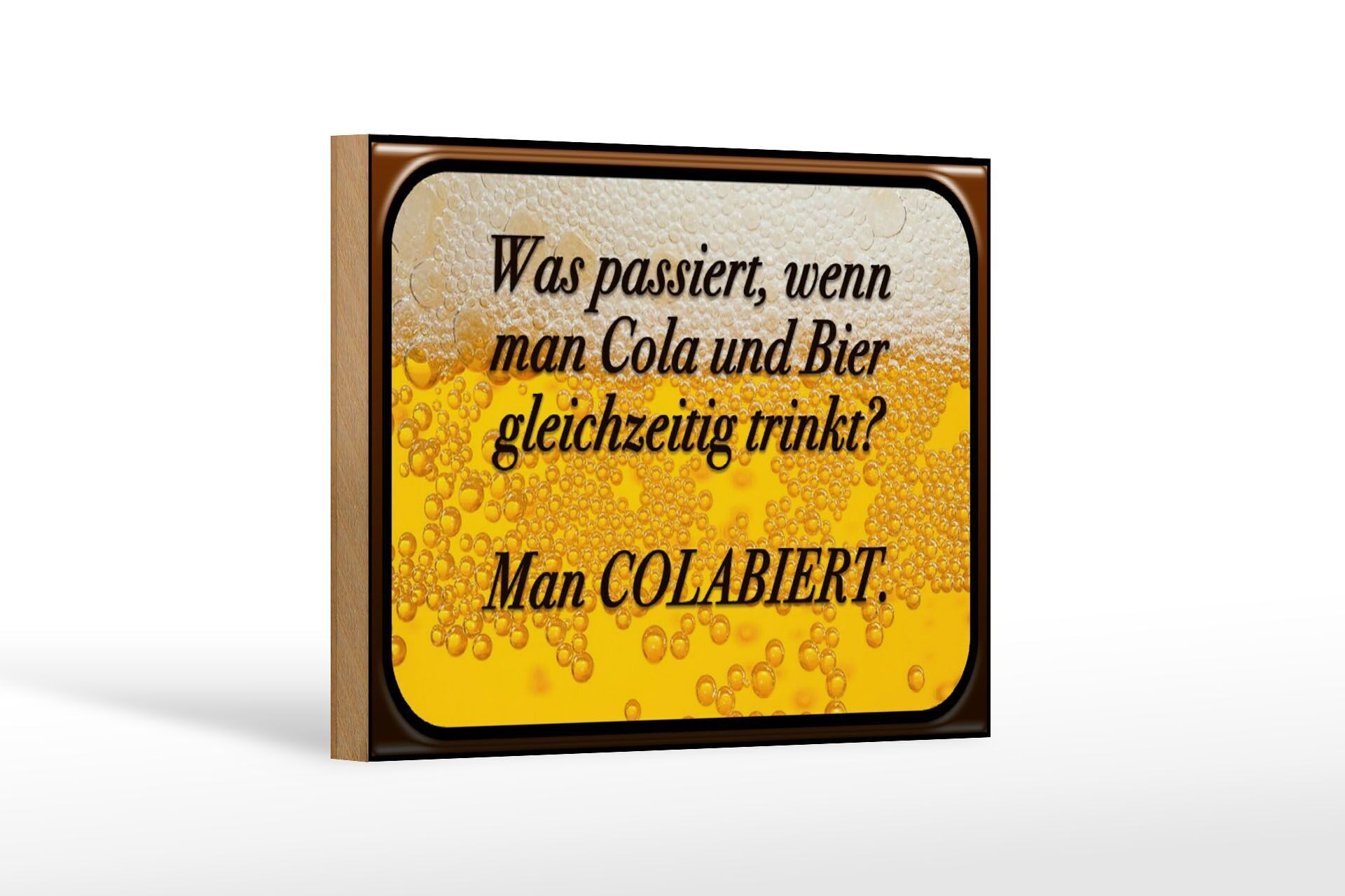 Cartel de madera que dice 18x12 cm qué pasa cuando decoración Cola y cerveza