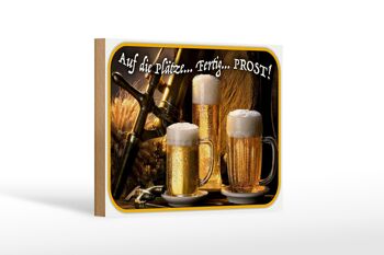 Panneau en bois indiquant 18x12 cm Bière à vos marques, décoration prête à partir 1
