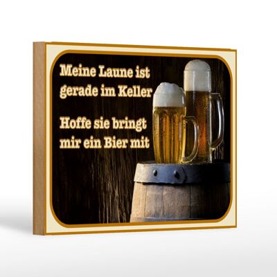 Holzschild Bier 18x12 cm Laune gerade im Keller hoffe sie Dekoration