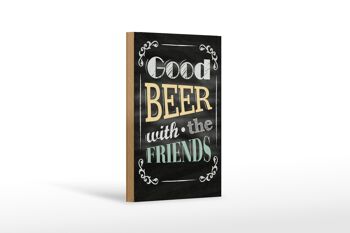 Panneau en bois disant 12x18 cm bonne bière avec la décoration des amis 1